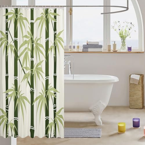 Feelyou Boys Girls Green Bamboo Bath Curtain Set for Kids and Toddlers