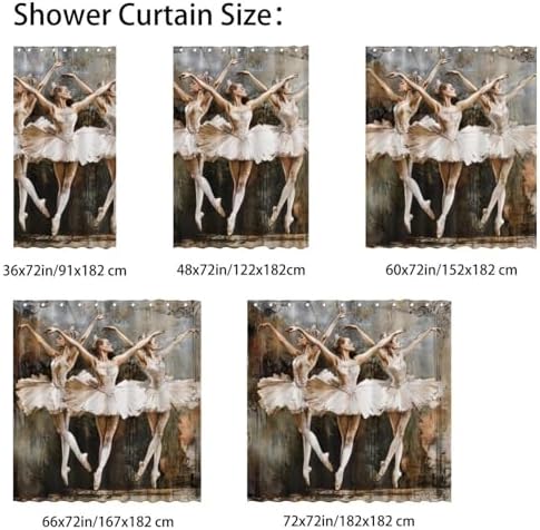 Three Girls Dancing Bath Shower Curtain Set with Stainless Steel Hooks