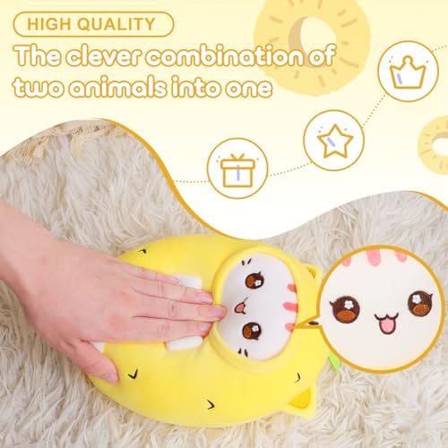 Cute Plush Pineapple Cat Pillow 8 Inch Kawaii Kitten Plushie