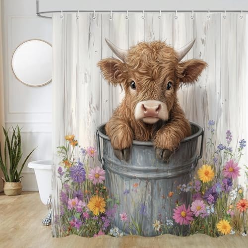 Sokdcam Farmhouse Cow Shower Curtain