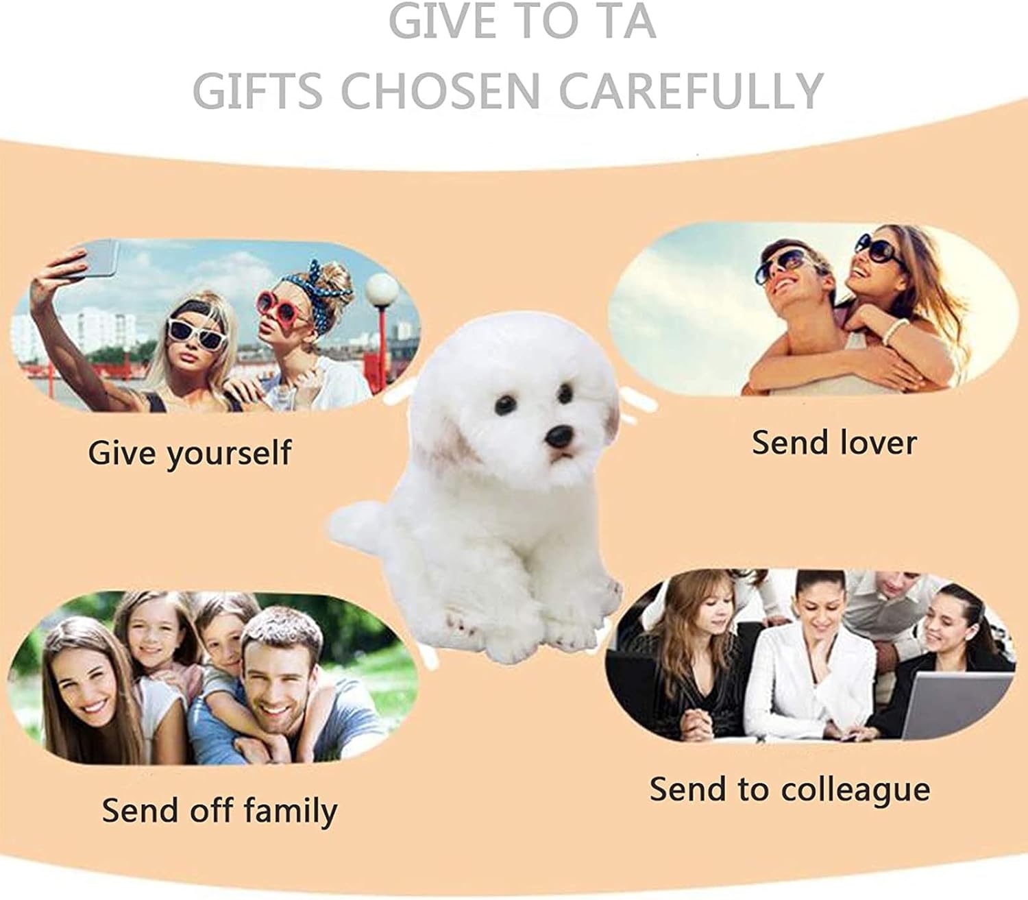 QREZAA 14 Realistic Plush Maltese Dog