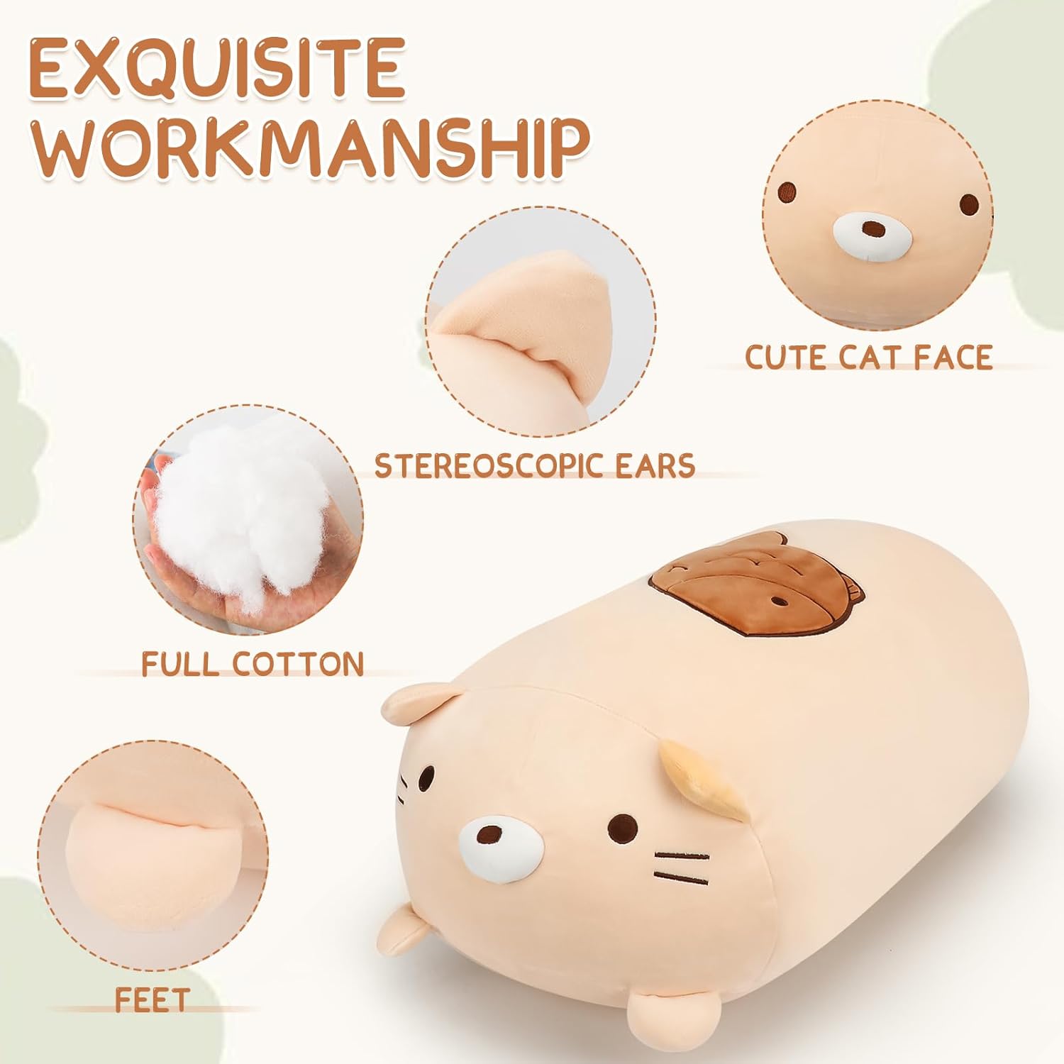 Giant Cute Kitten Plush Pillow Perfect Gift for Kids