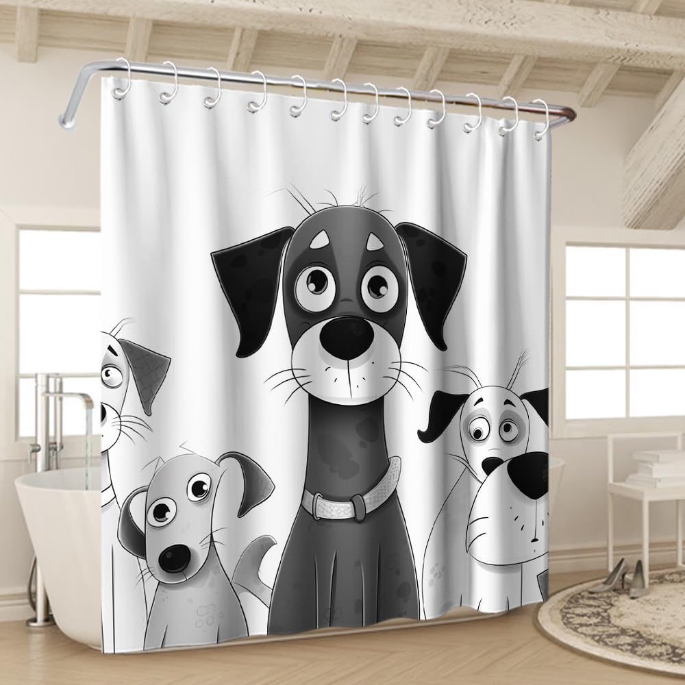 Elegant Spot Dog Bathroom Shower Curtain Set