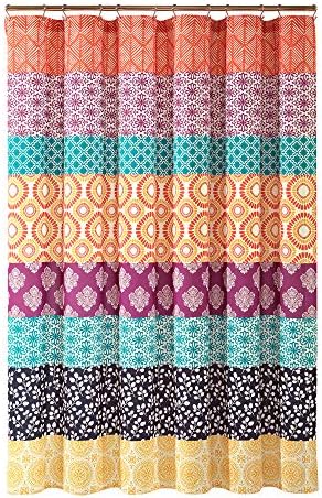 Fuchsia Orange Bohemian Stripe Shower Curtain