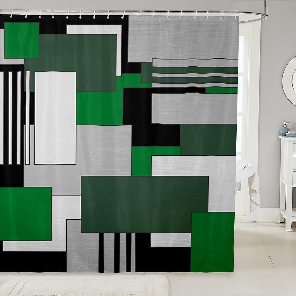 Moody Modern Geometric Square Shower Curtain