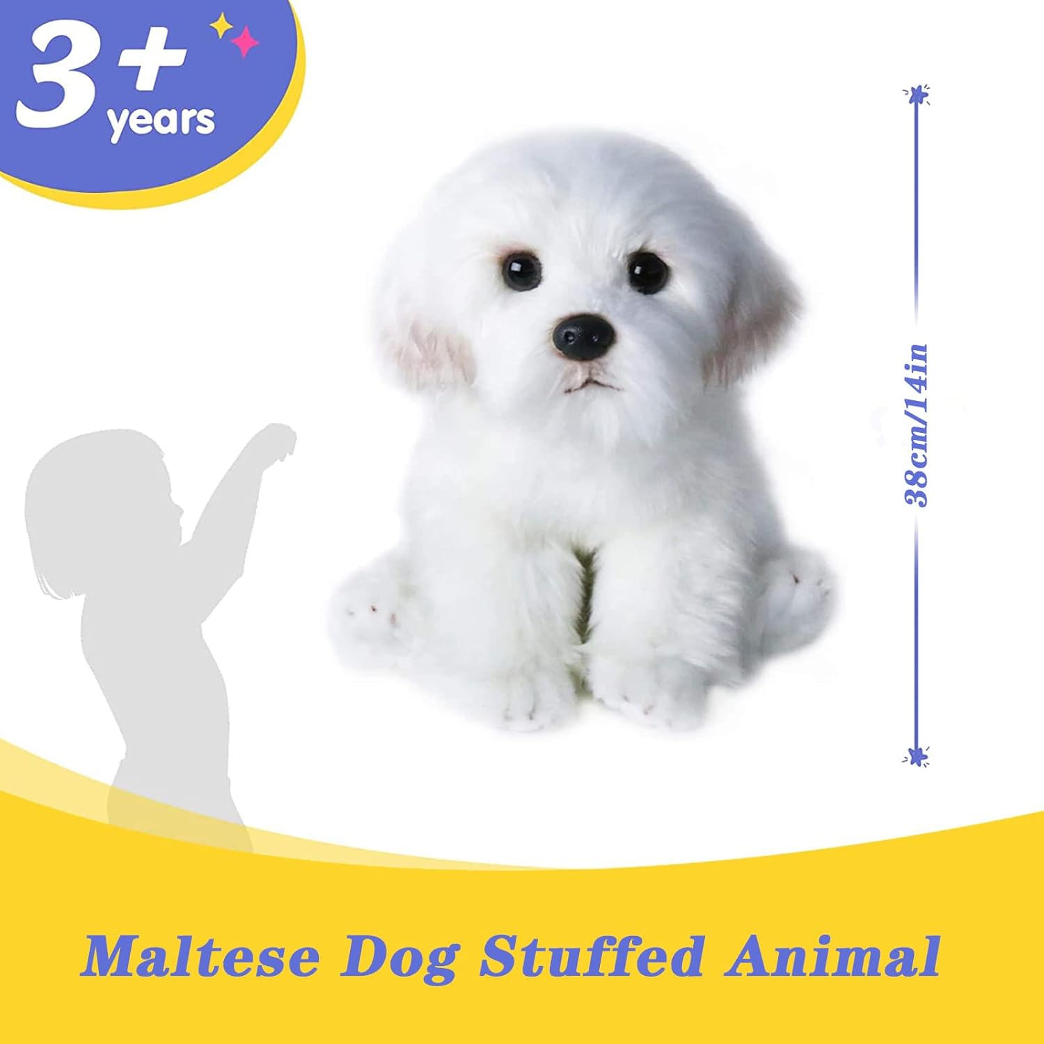 QREZAA 14 Realistic Plush Maltese Dog
