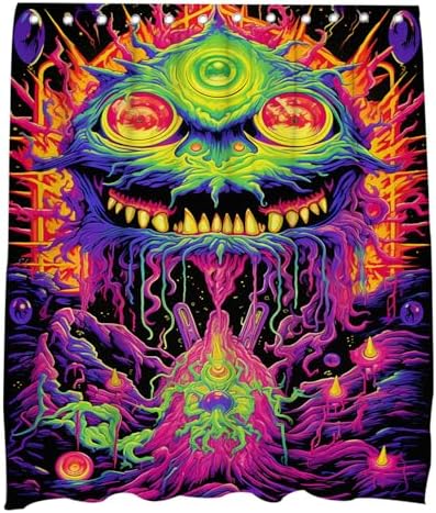 Halloween Hairy Monster Bath Decor Set 72x72 inches Machine Washable