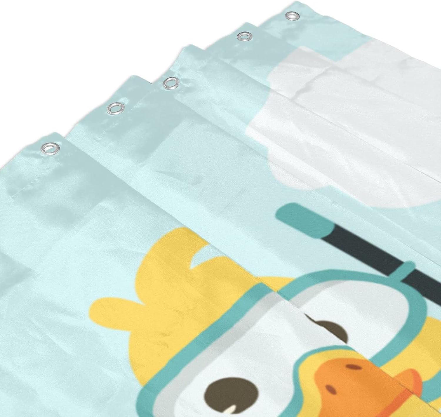 Lovetar Cute Duck Kids Waterproof Shower Curtain Set