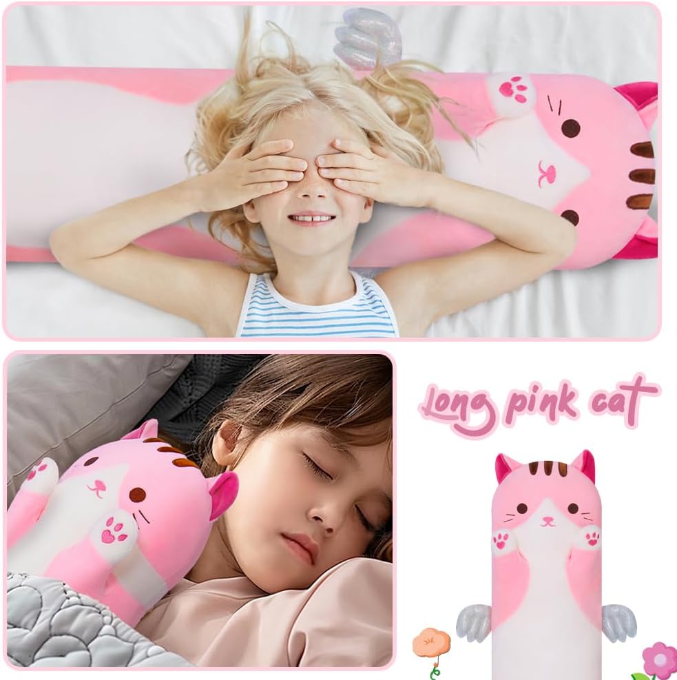 Cute Pink Kitten Plush Pillow - Soft and Adorable