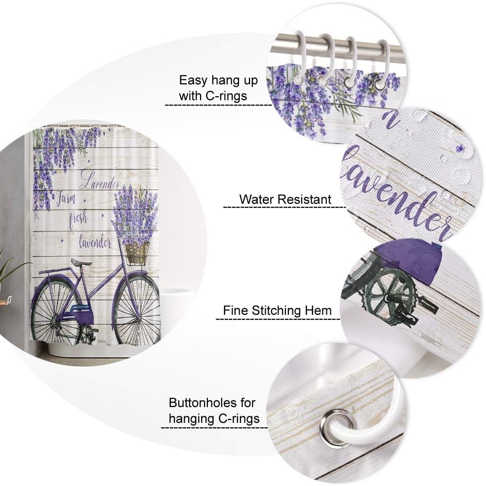 TocaHome 12-Hook Waterproof Farm Fresh Washable Bathroom Shower Curtain Set