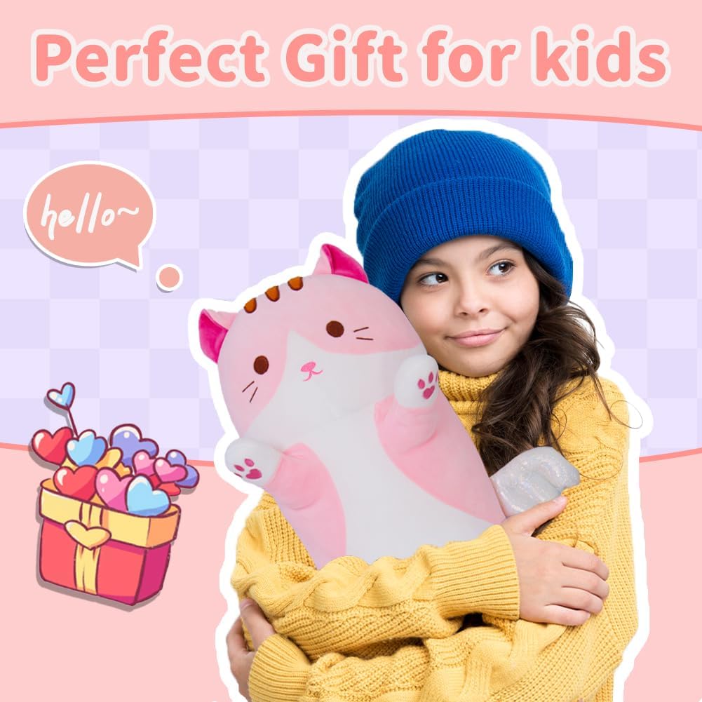 Cute Pink Kitten Plush Pillow - Soft and Adorable