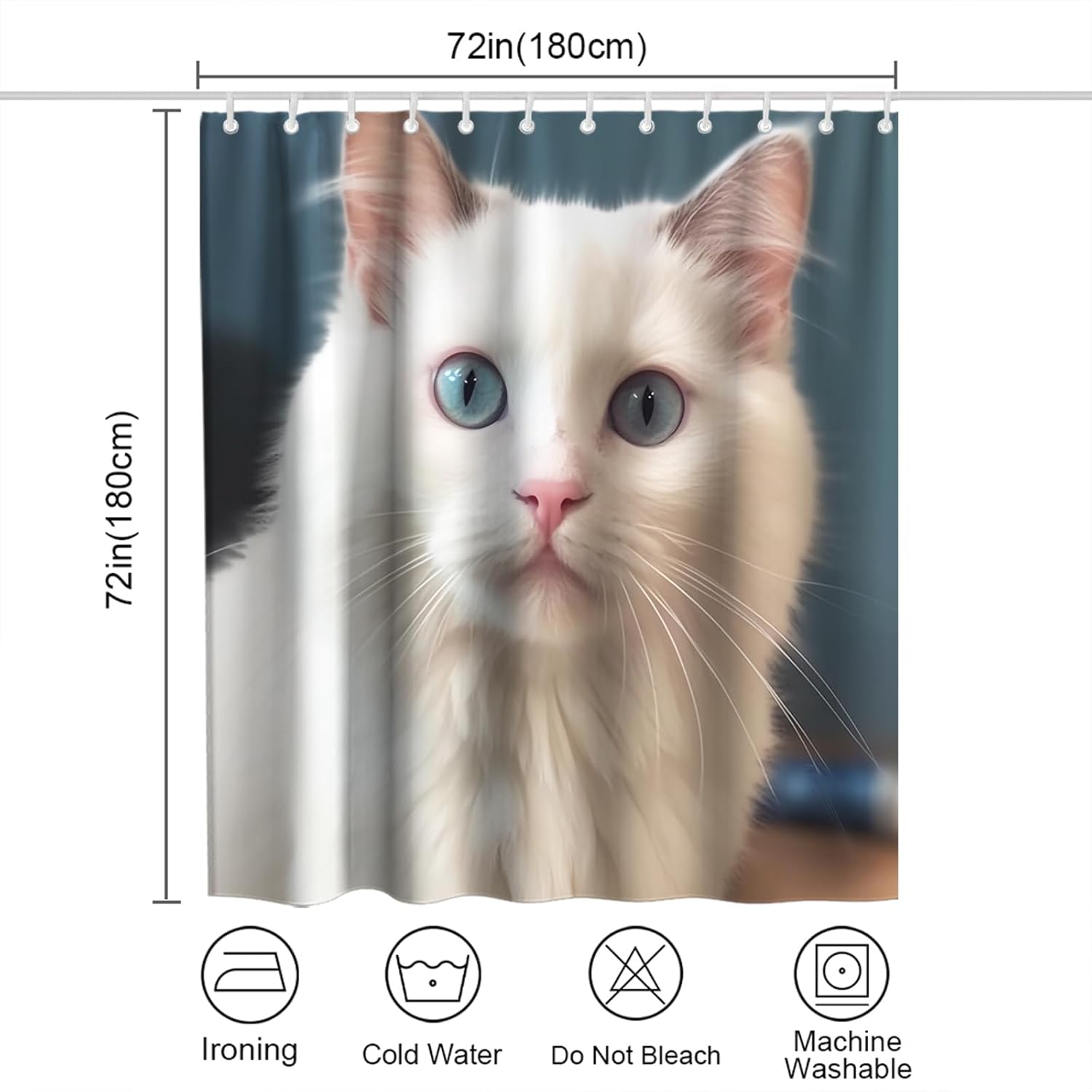 White Cat Bath Curtain