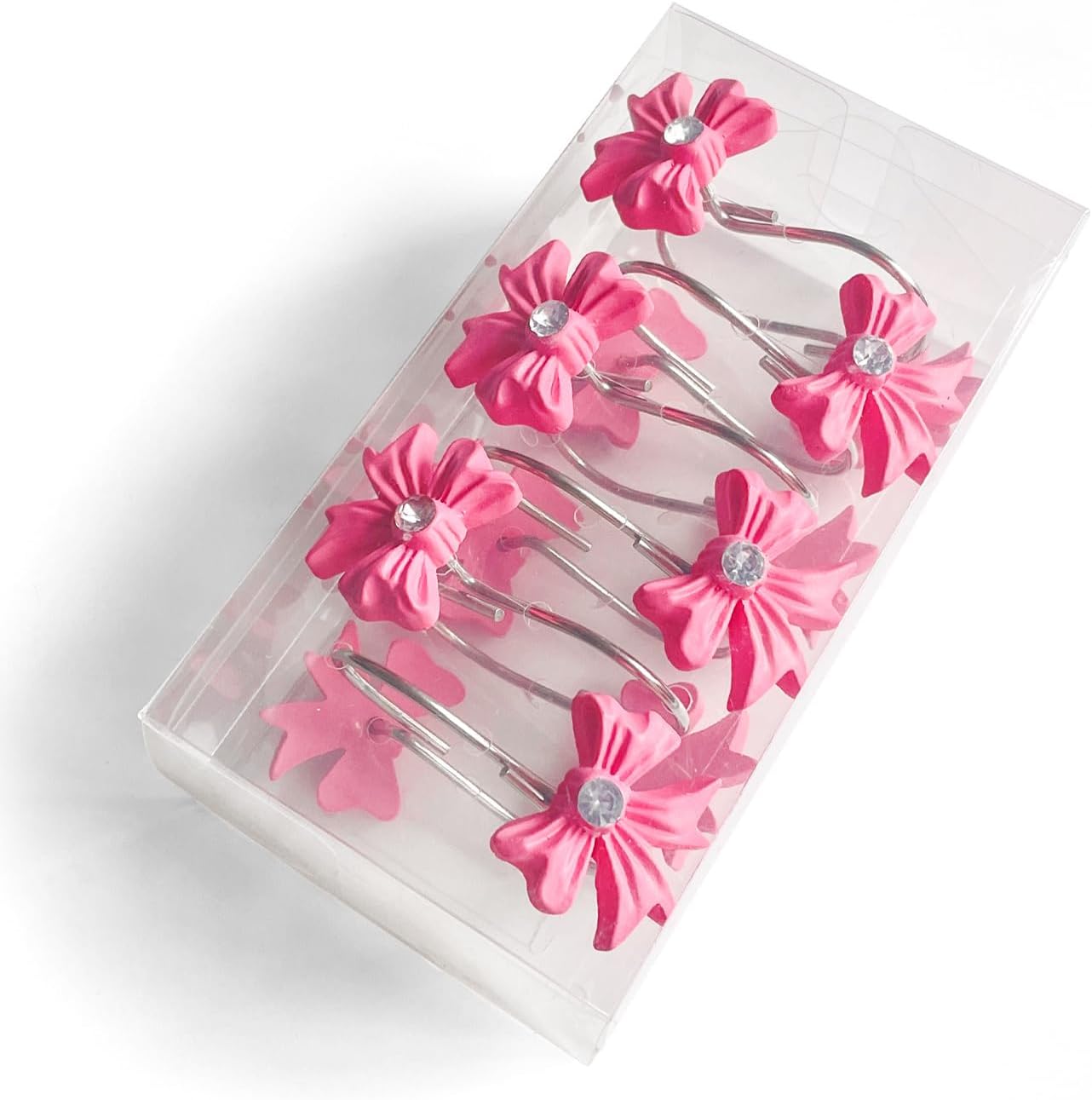 AmaAccess 12PCS Pink Bow Knot Decorative Shower curtain Hangers