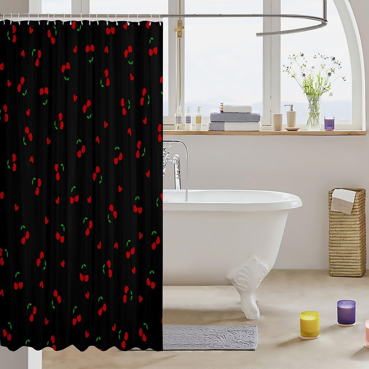 Feelyou Kids 72x72 Shower Curtain Set - Cherry Pattern