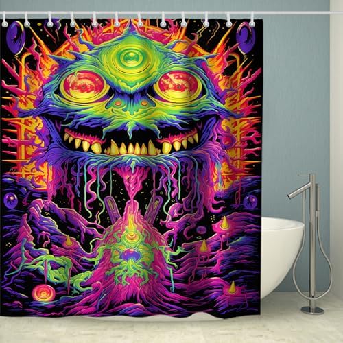 Halloween Hairy Monster Bath Decor Set 72x72 inches Machine Washable