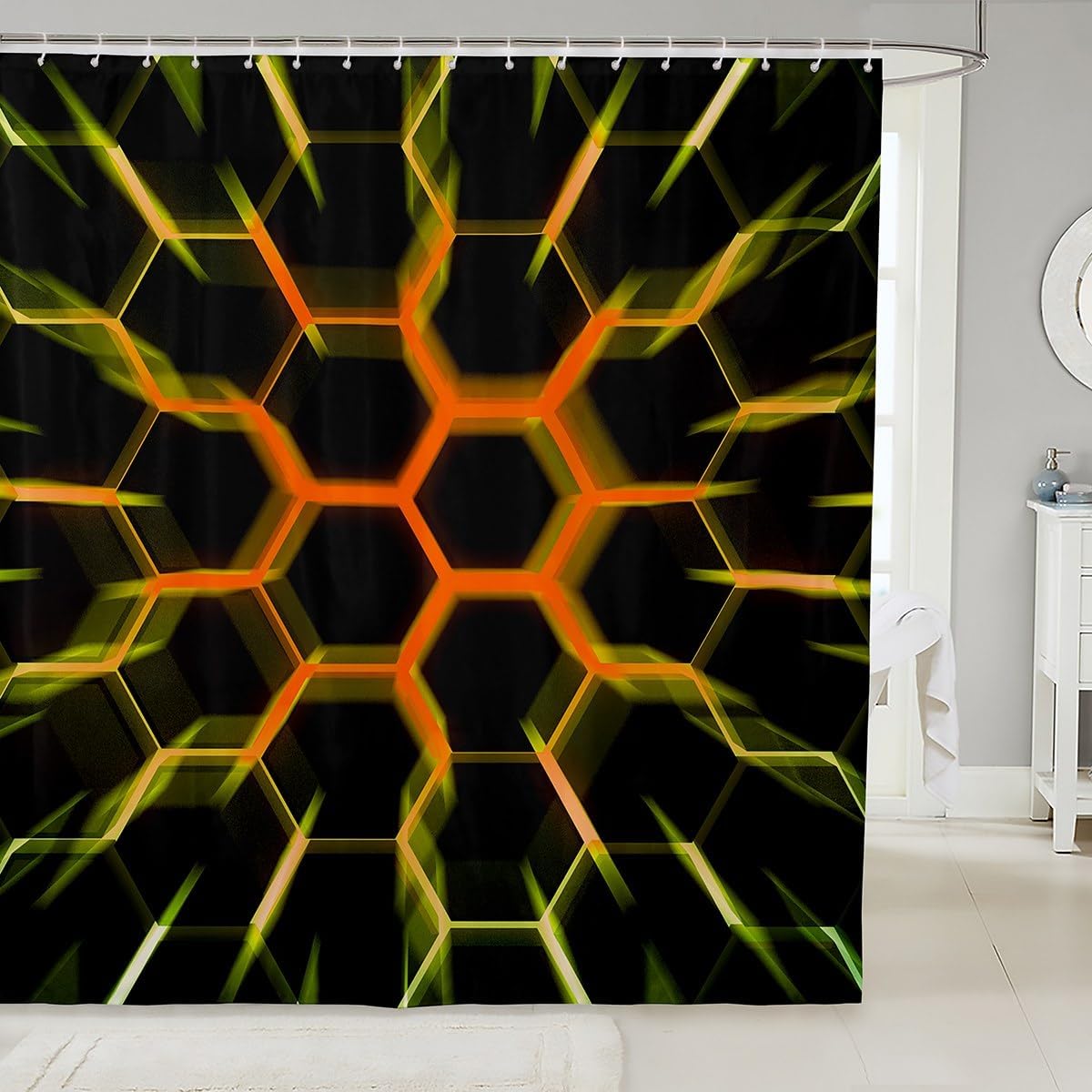 Eros Bridal Geometric hexagonal shower curtain for Boys Kids