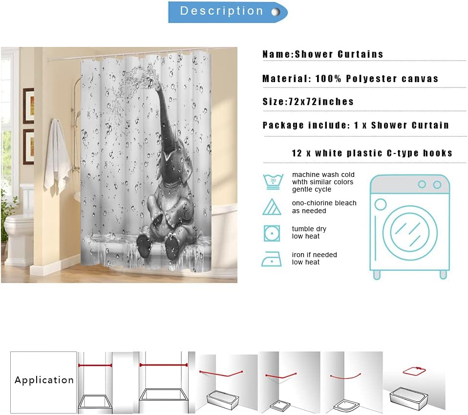KREATIVE ARTS African Elephant Bath Curtain