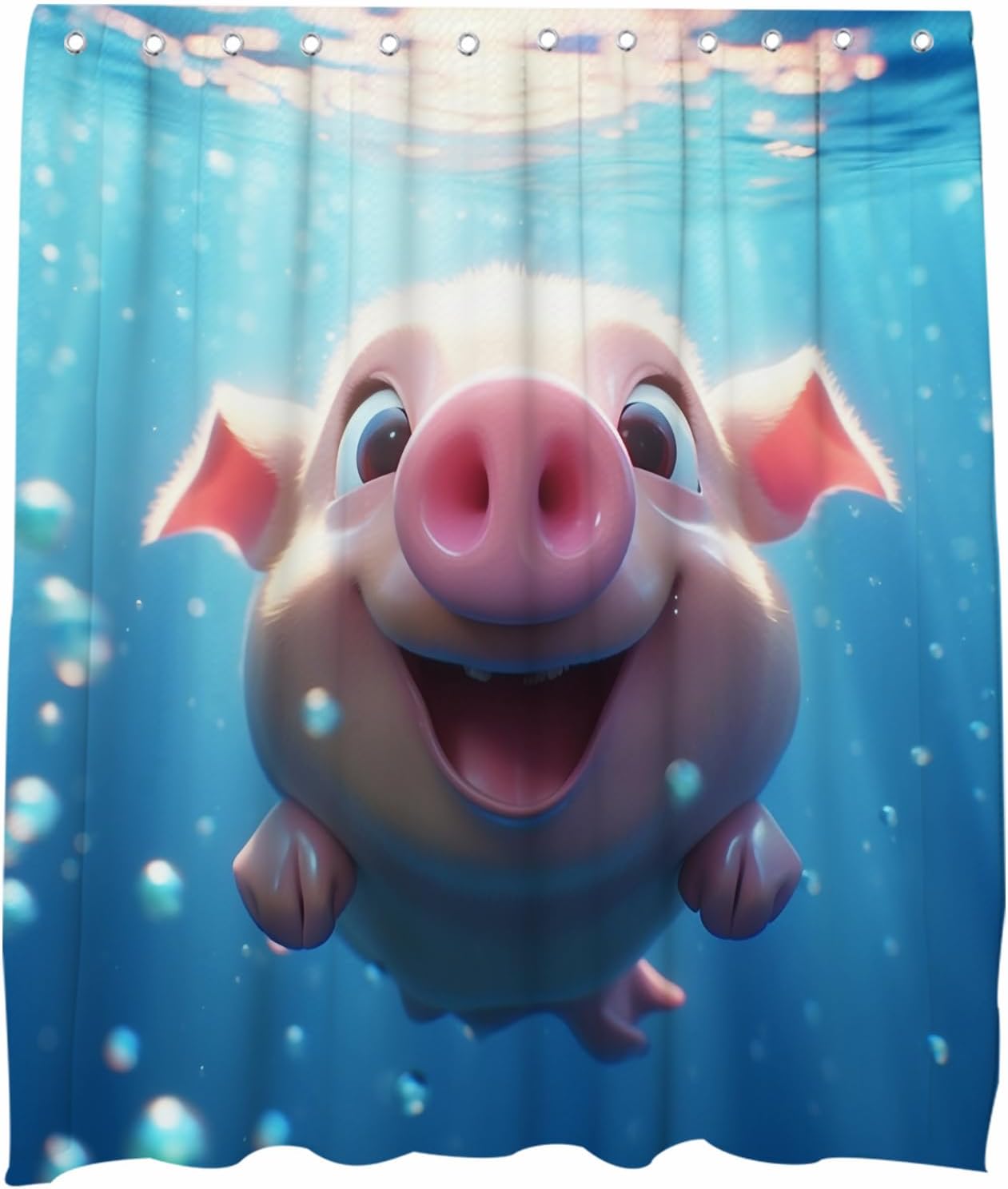 OTRANTO Cute Animal Ocean Shower Curtain Set