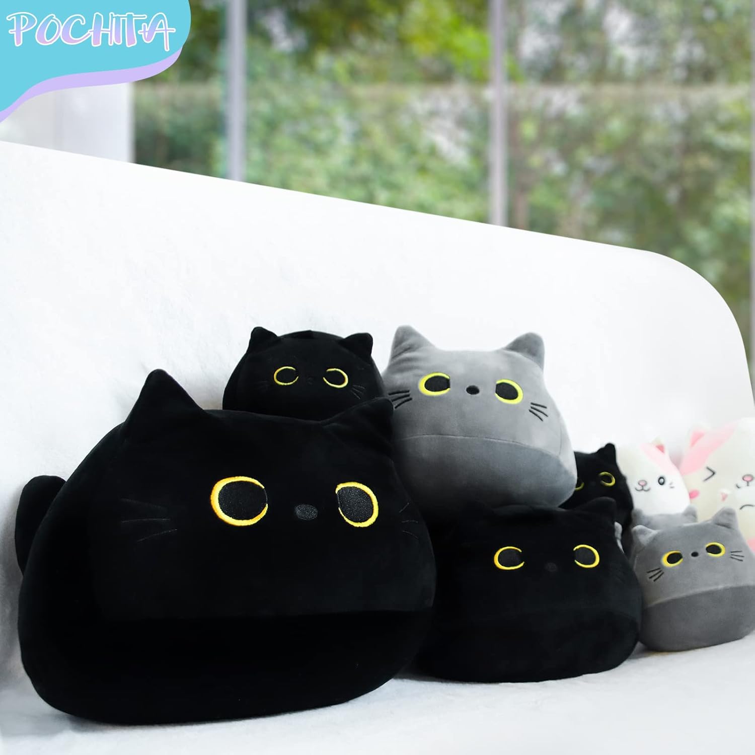 Adorable Black Cat Plush Pillow for Kids Adults