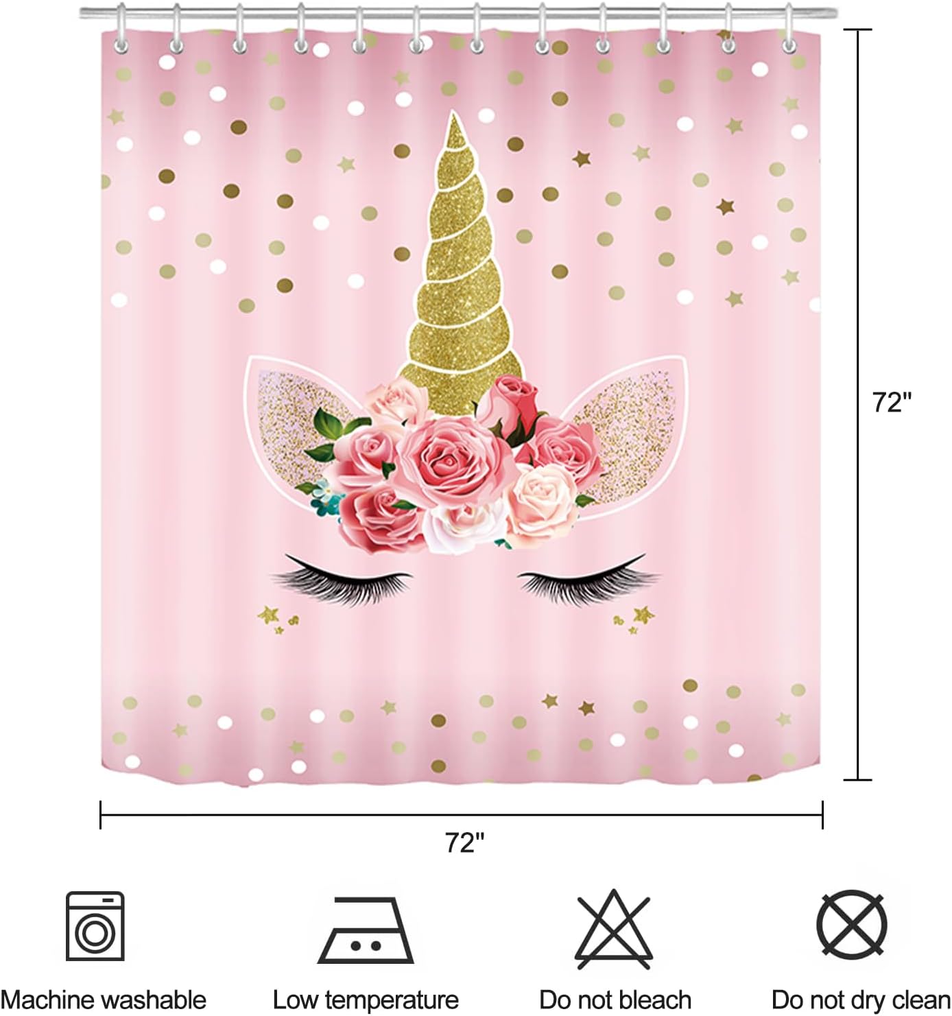 Zchomi Unicorn Kids Shower Curtain 72x72 Inch