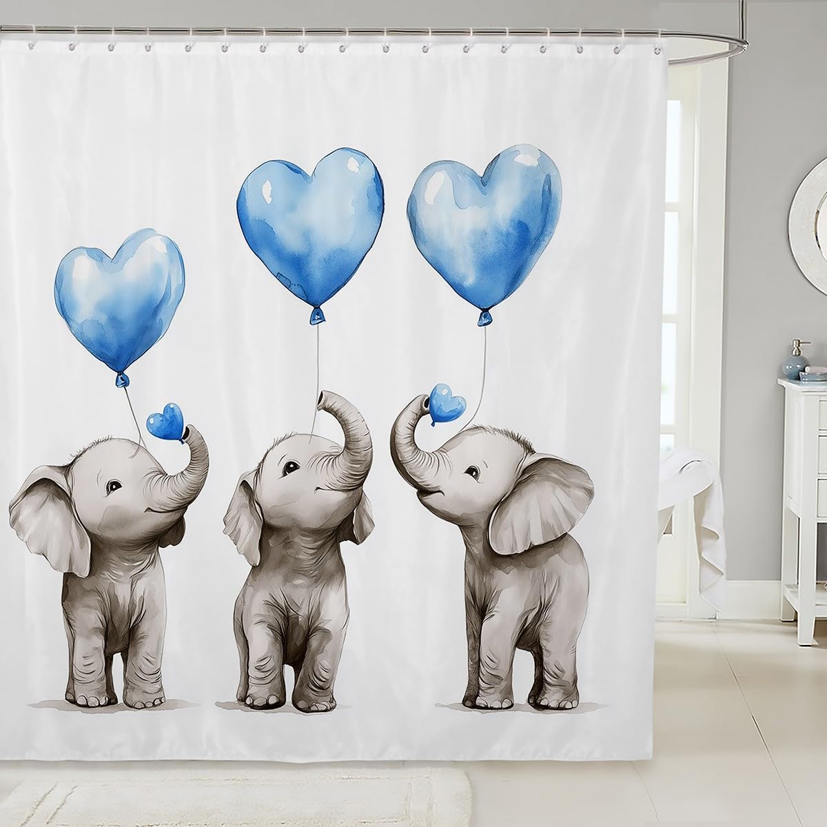 Elephant Shower Curtain 72x78 In 3D Pattern