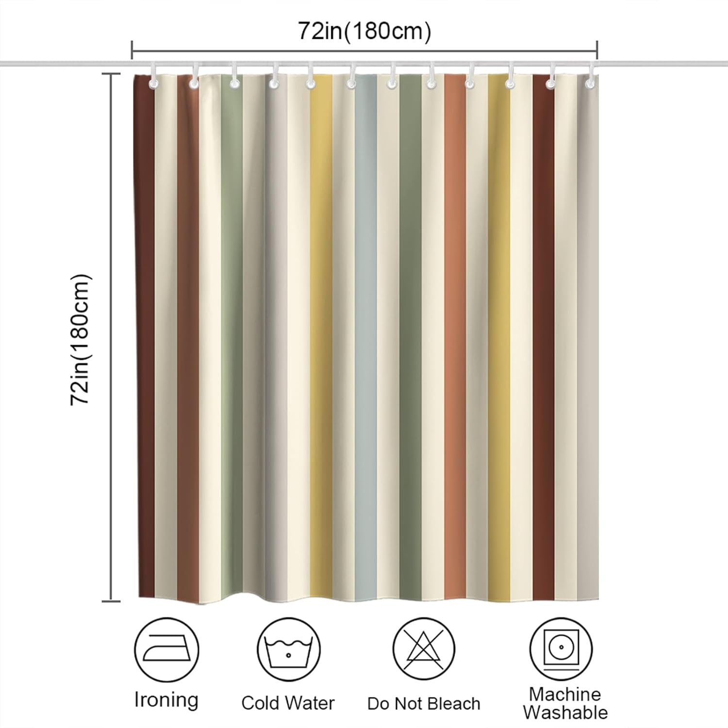 OTRANTO Stripes Shower Curtain Set 72x72