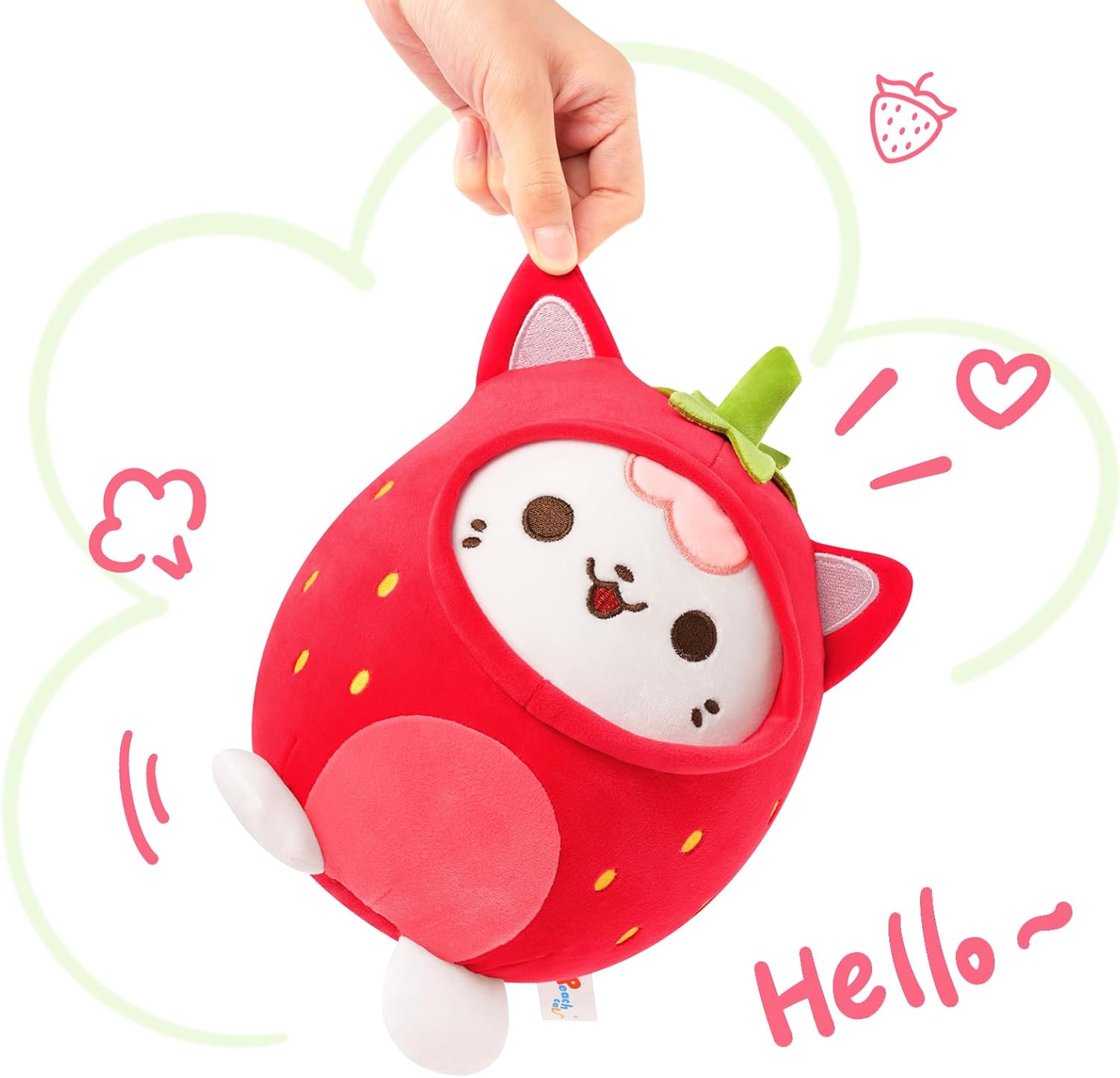 PEACH CAT Strawberry Cat Plush Pillow Red 8