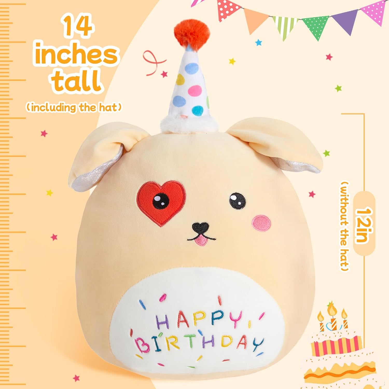 14 Happy Birthday Cuddly Puppy Plush Pillow Gift
