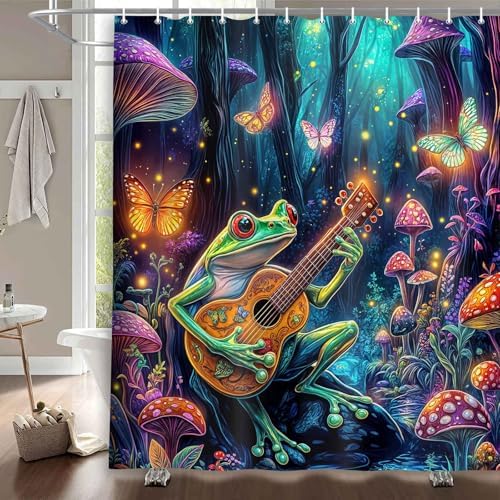 Cutie Kids Playful Frog Butterfly Shower Curtain