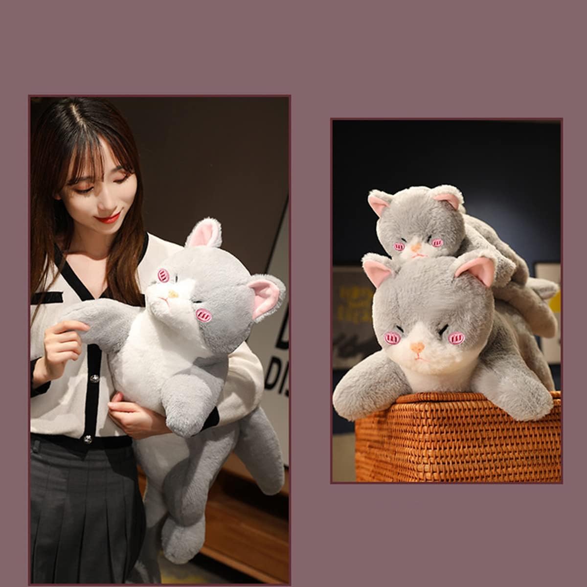Hofun4U Cat Plush Pillow with Shark Tail - Super Cute