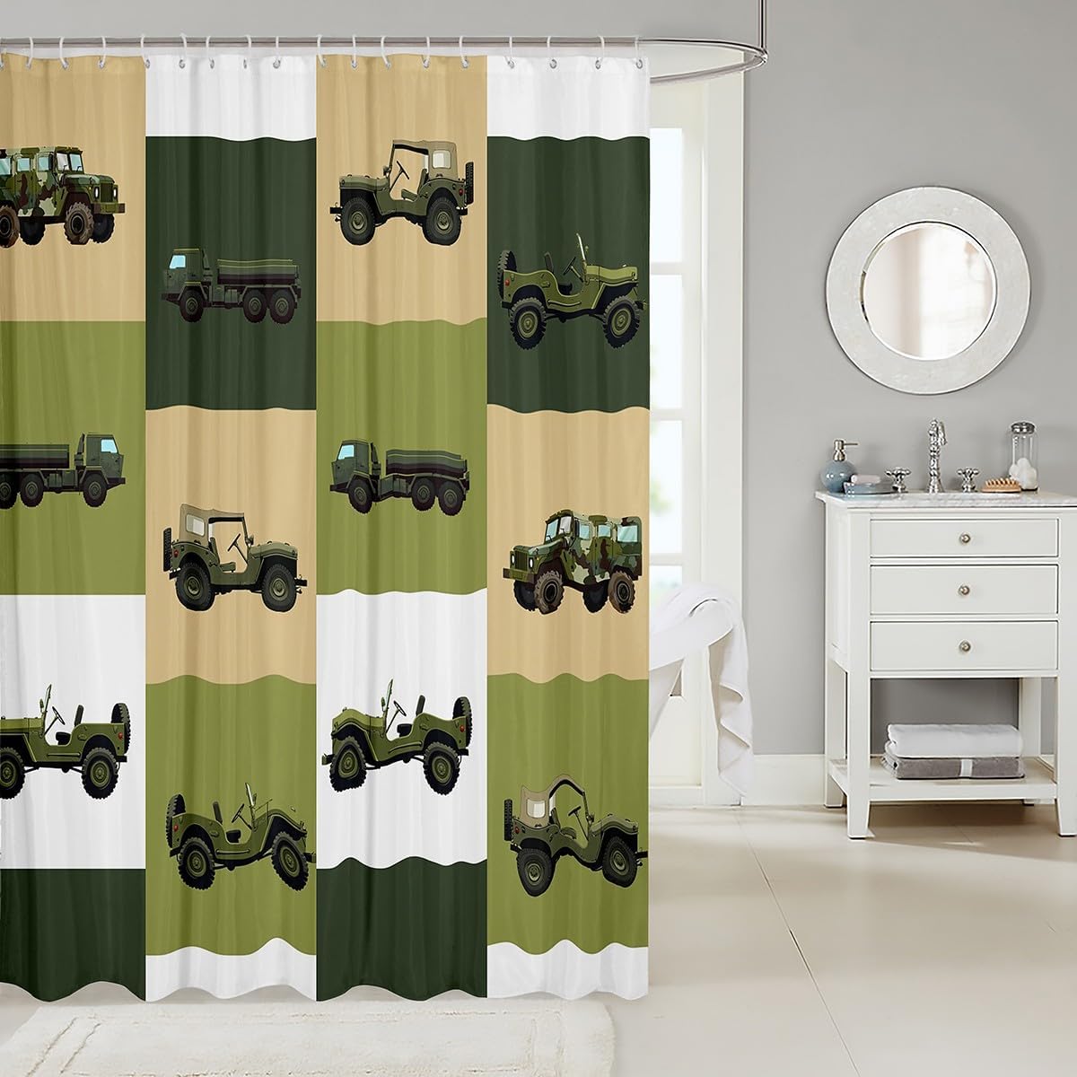 Feelyou Cartoon Car Shower Curtain
