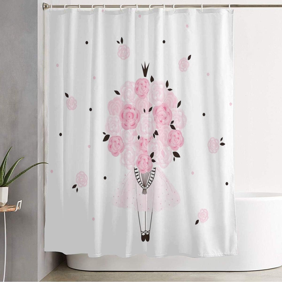 Starobos Pink Princess Doodle Shower Curtain Set