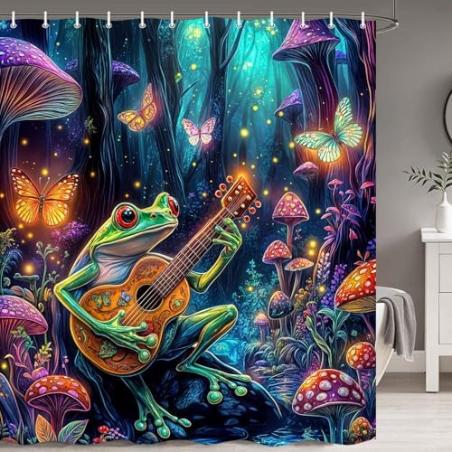 Cutie Kids Playful Frog Butterfly Shower Curtain