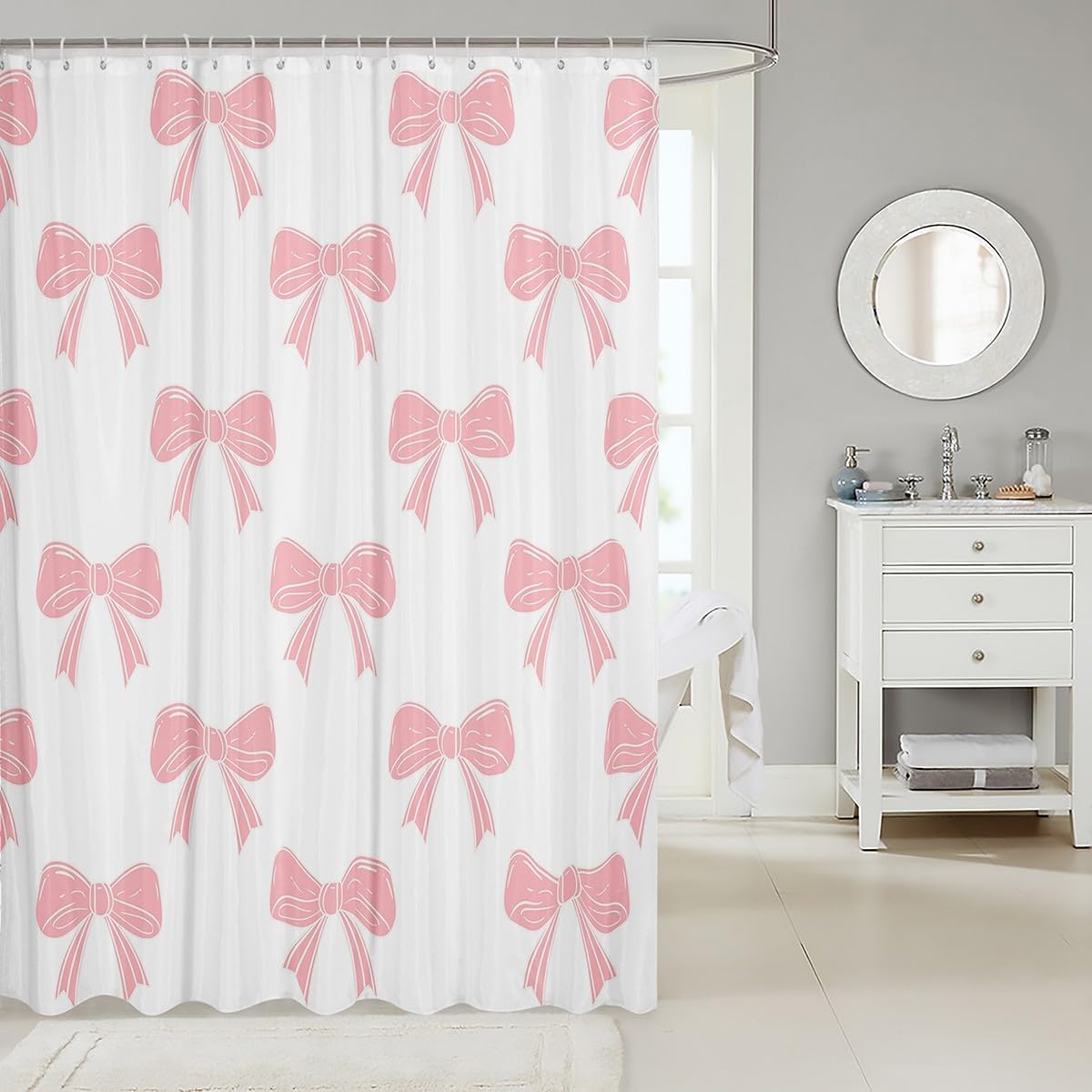 Gpictured Bow Bath Curtain for Kids Adults 72x72 Unique Fun Waterproof
