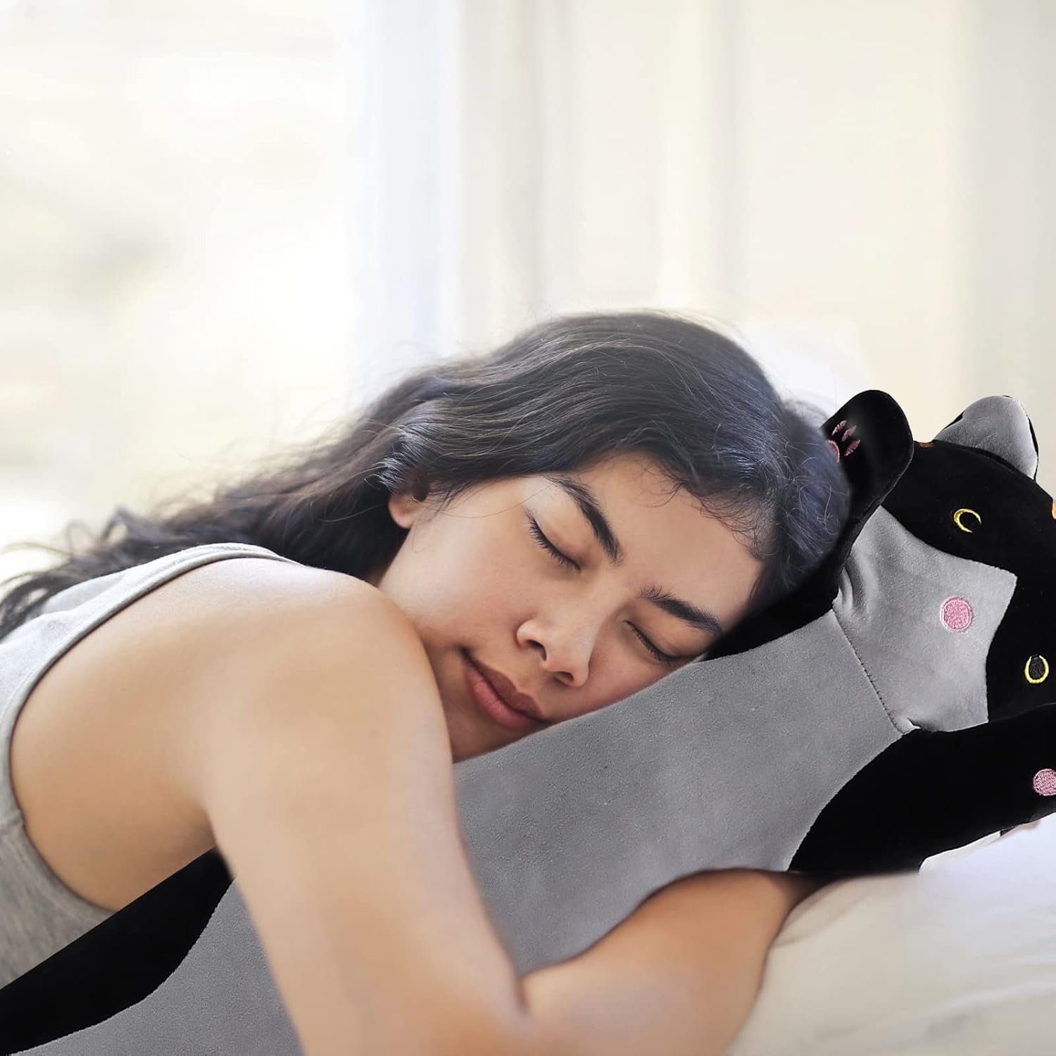 WUYU Plush Cat Pillow Cute Cartoon Soft Stuffed Kitten Throw Toy