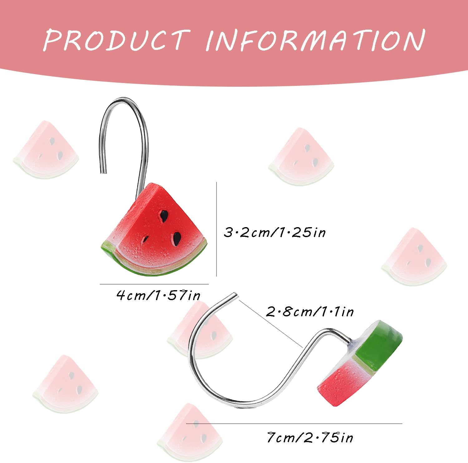 12 PCS Watermelon Shower Curtain Hooks Decorative