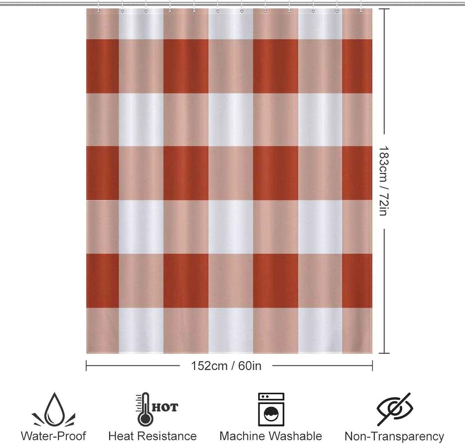 UanMere Buffalo Check Tartan Plaid Shower Curtain for Bathroom