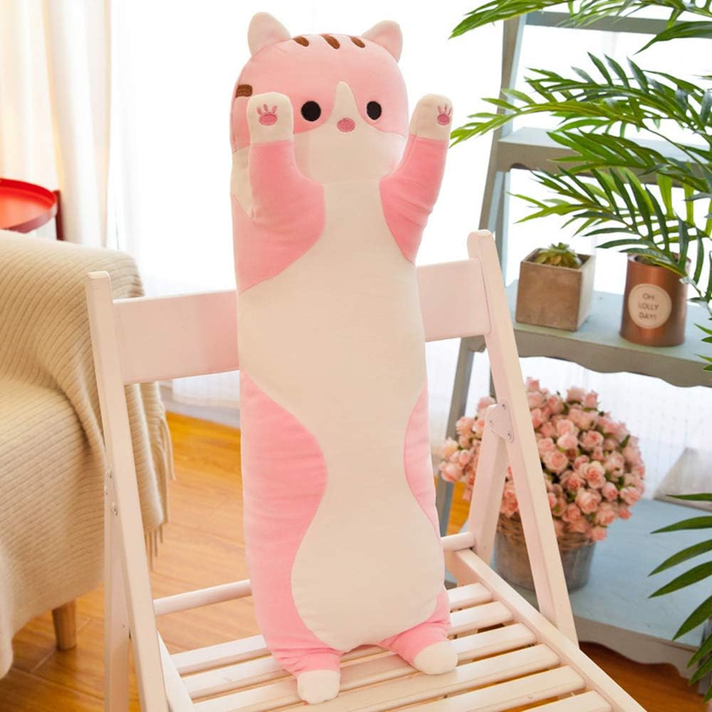WUYU Plush Cat Pillow for Kids and Girlfriend 150cm Pink