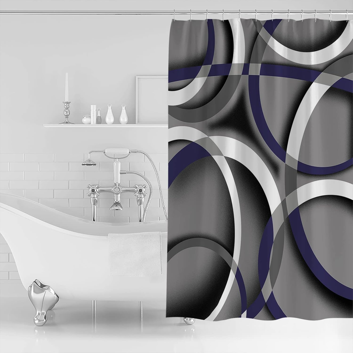 TocaHome Waterproof Shower Curtain with Hooks 36 x 78 inch
