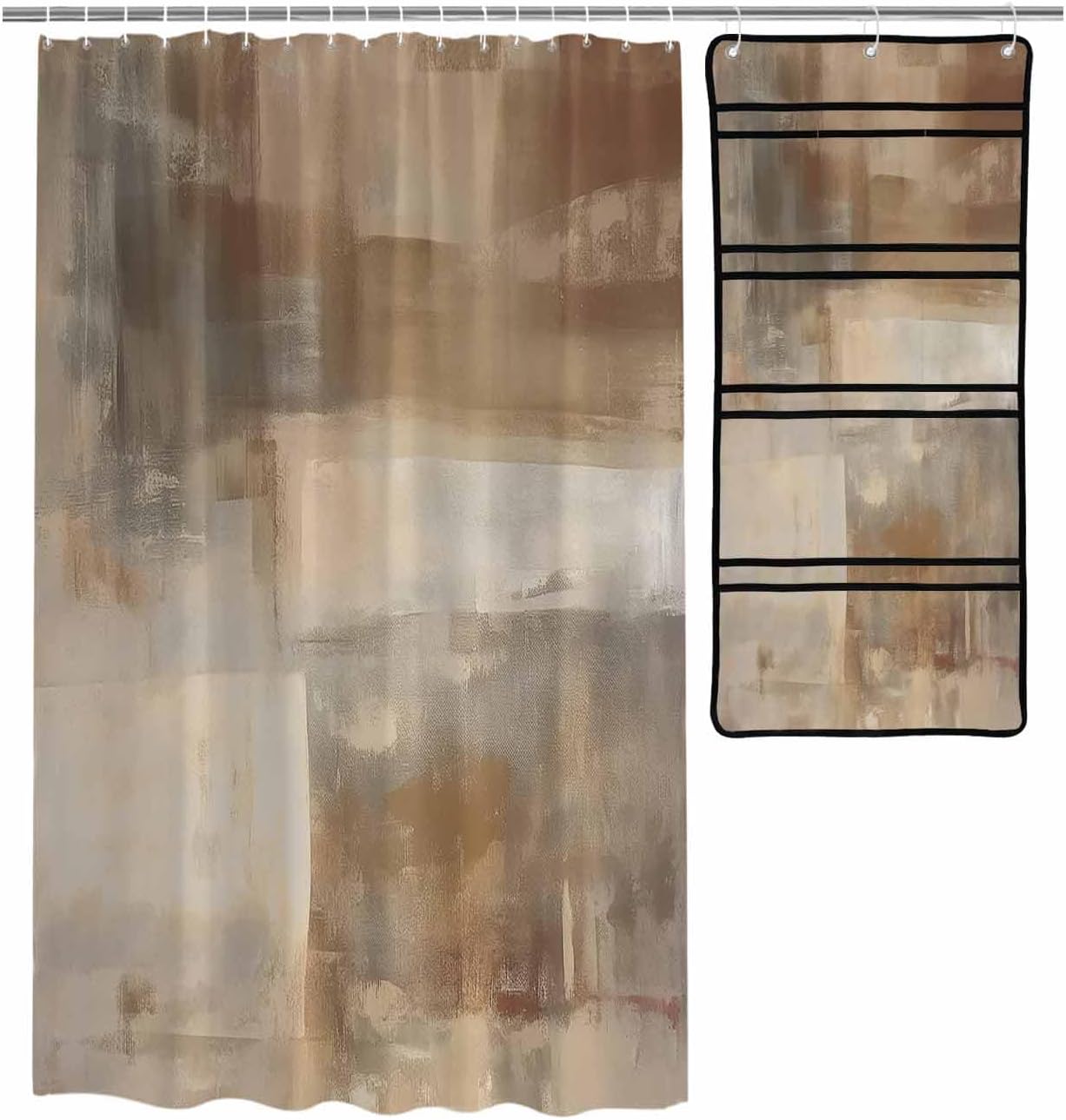 Waterproof Shower Curtain Organizer - 48x72 Brown