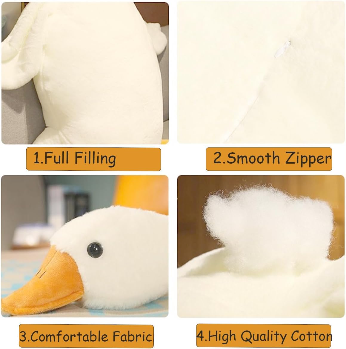 195 Inches White Goose Plush Pillow Toy