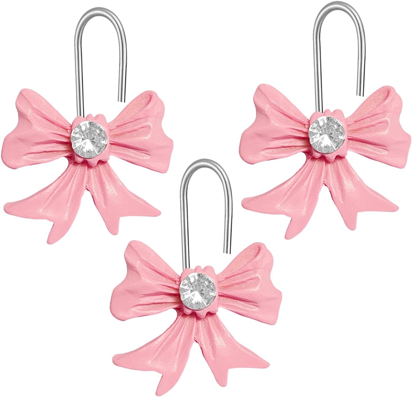 AmaAccess 12PCS Pink Bow Knot Decorative Shower curtain Hangers