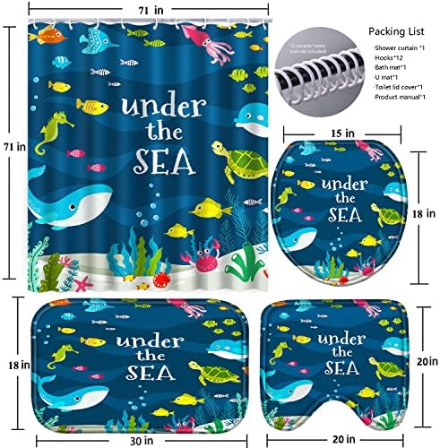 Poedist 4Pcs Bathroom Shower Curtain Sets