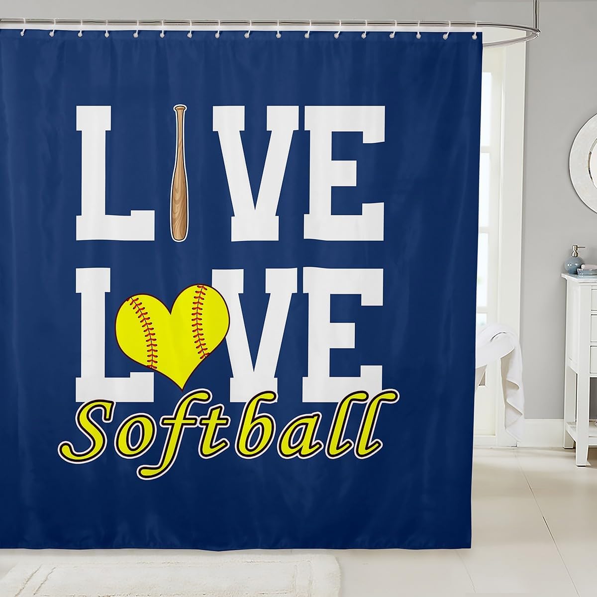 Softball Bath Curtain Set 72x72 Inch Castle Fairy
