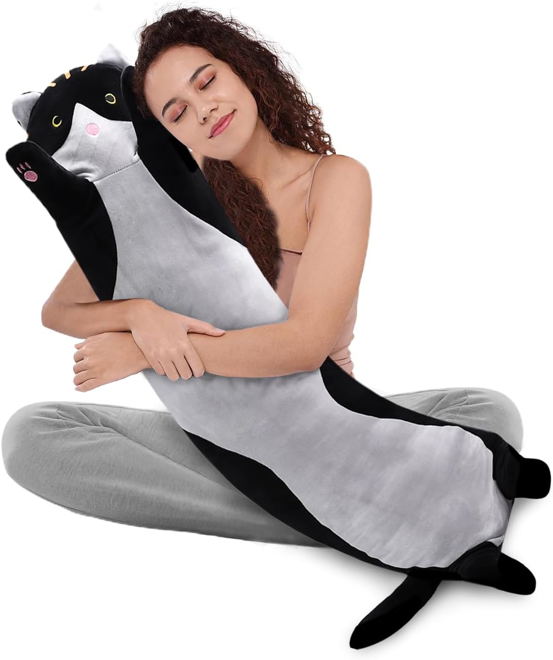 WUYU Plush Cat Pillow Cute Cartoon Soft Stuffed Kitten Throw Toy