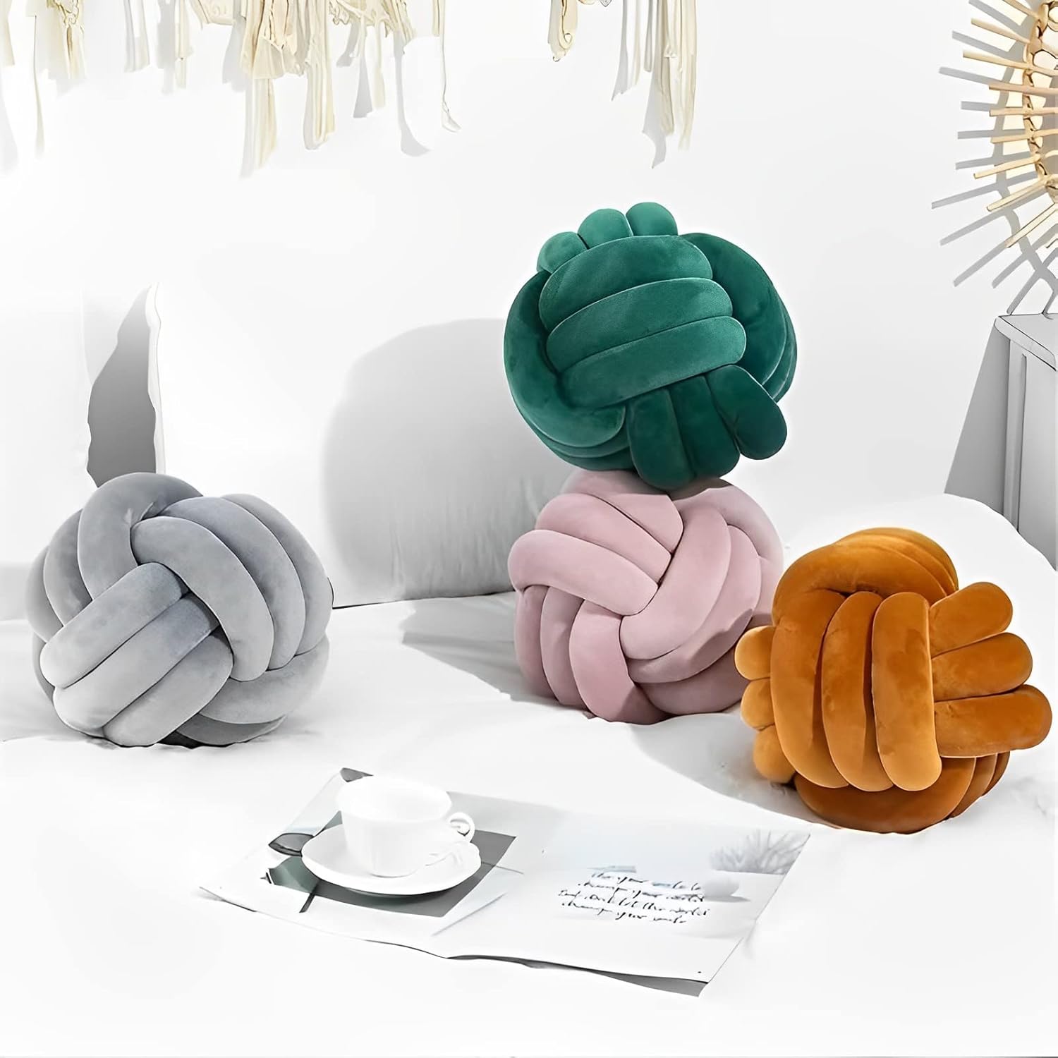 Stylish Knot Ball Pillow Multi-Functional Handmade Plush for Home Kids