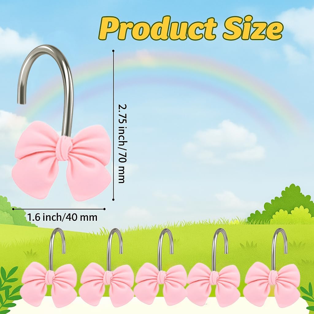 12-Piece Pink Resin Bow Hangers Set for Girls and Princesses