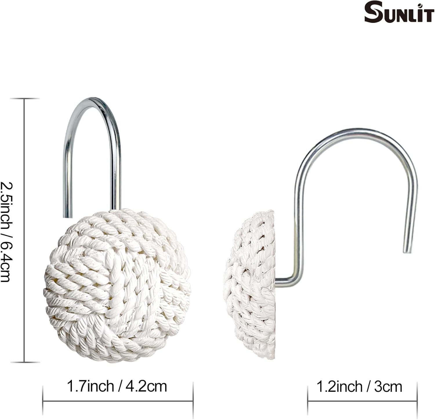Sunlit Decorative Boho Knots Shower Curtain Hangers