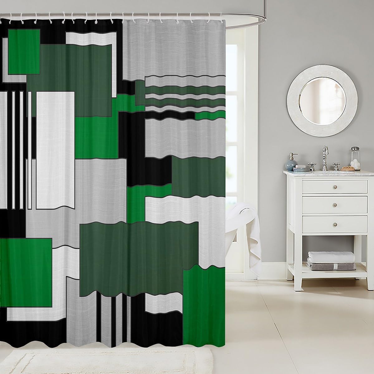 Moody Modern Geometric Square Shower Curtain
