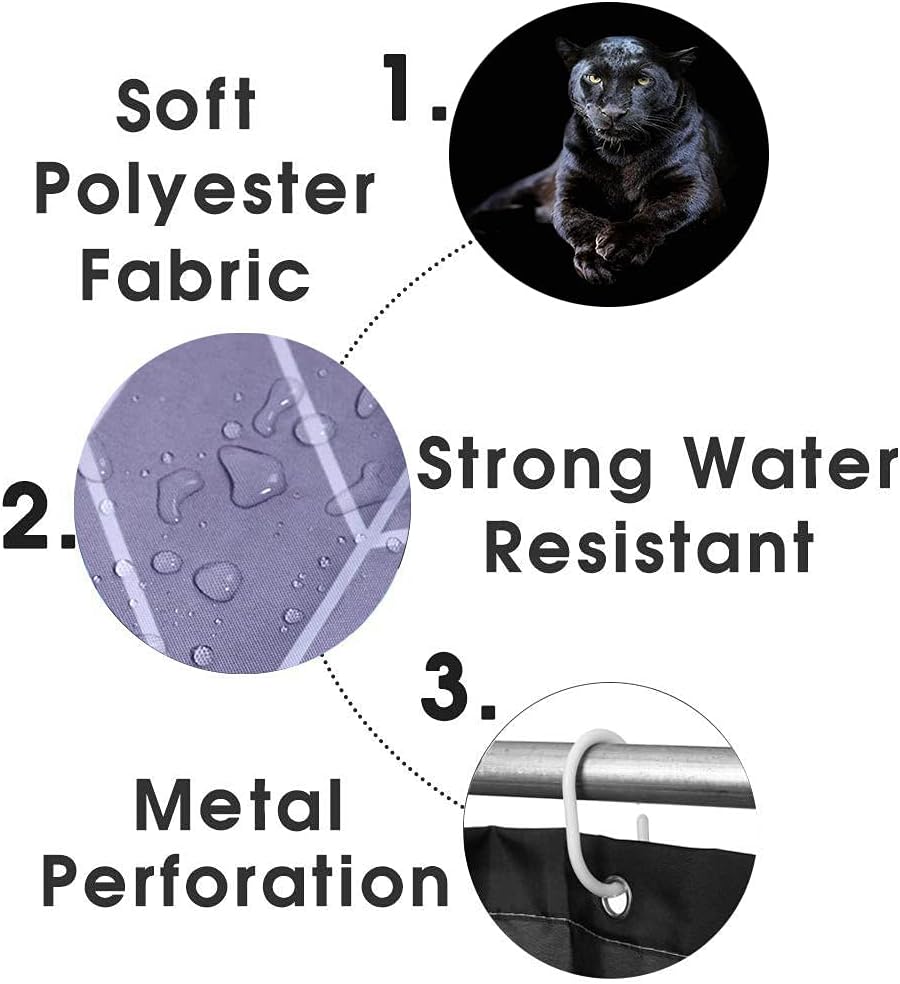 Set of 4 Black Panther Bath Curains with Rugs